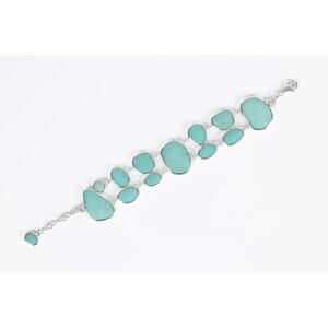 Stunning Sterling Silver Turquoise Stone Bracelet 7.9”
